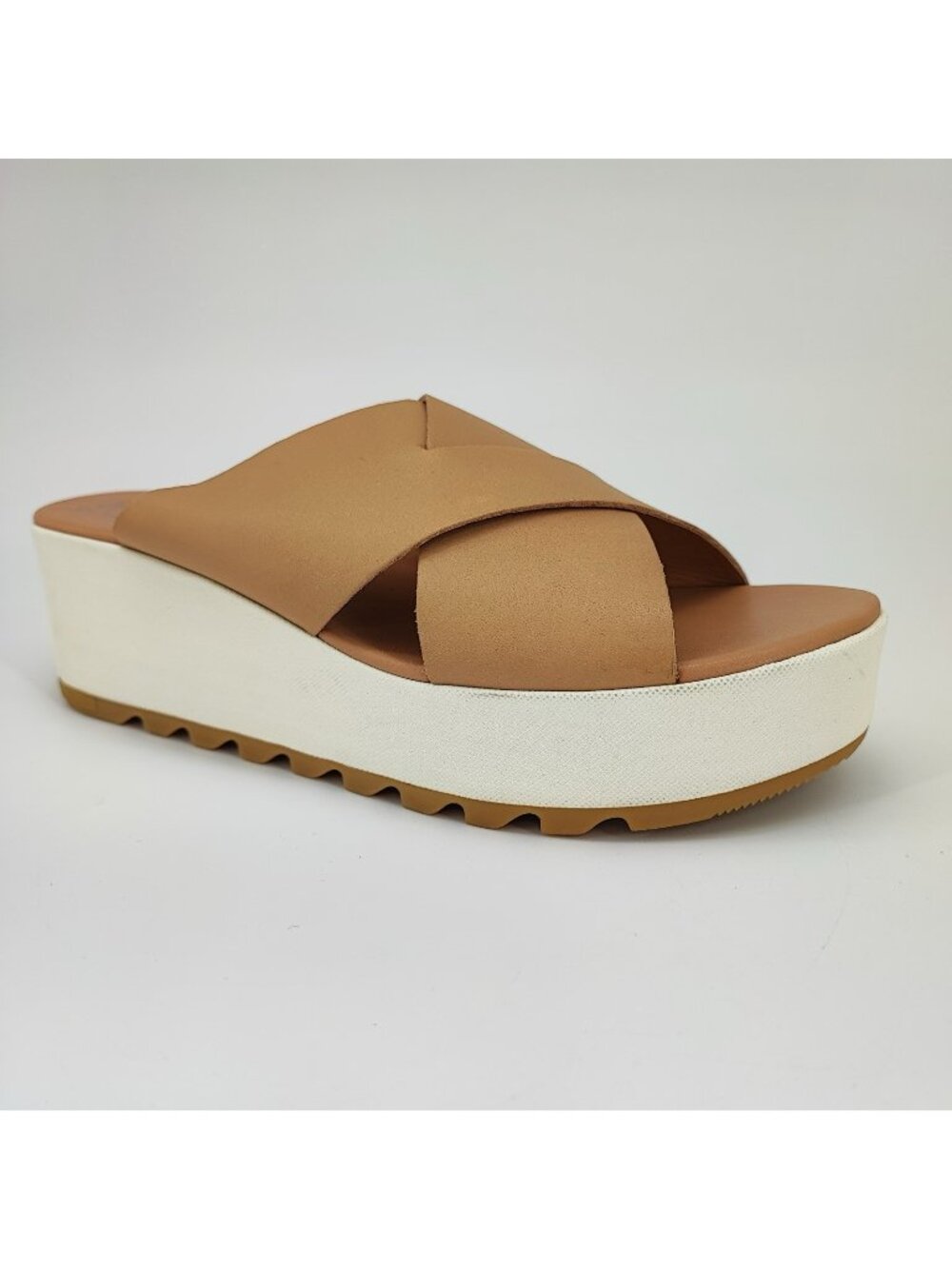Sorel Cameron Flatform Mule Women's Size 10 US Sandals Leather Honest Beige